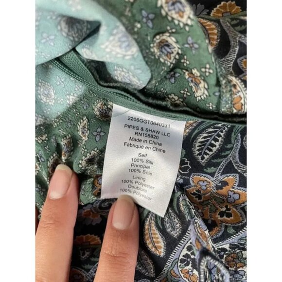 Veronica Beard Women’s Randa Silk Top Seaglass Multi Peplum Ruffle Floral Size 6 - Picture 6 of 10